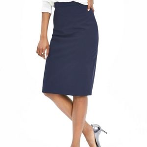 BR Navy Pencil Skirt with Back Slit
